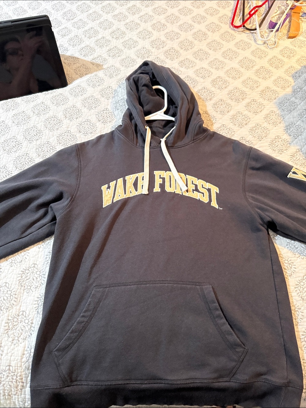Men’s Wake Forest Hooded Sweatshirt with Gold embroidery